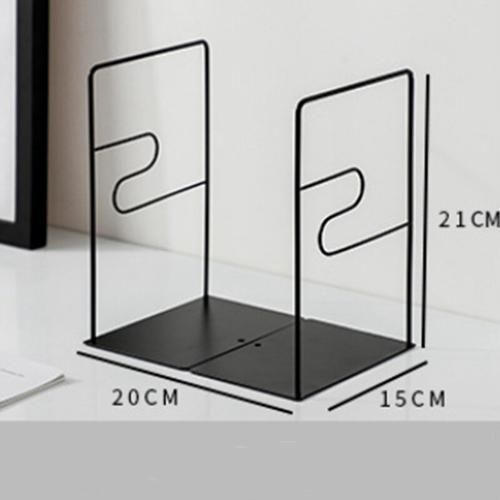 1 Pair Iron Bookends Book Stand Support Desktop Office Magazine Organizer Non Slip Rack Shelf Holder Decorative