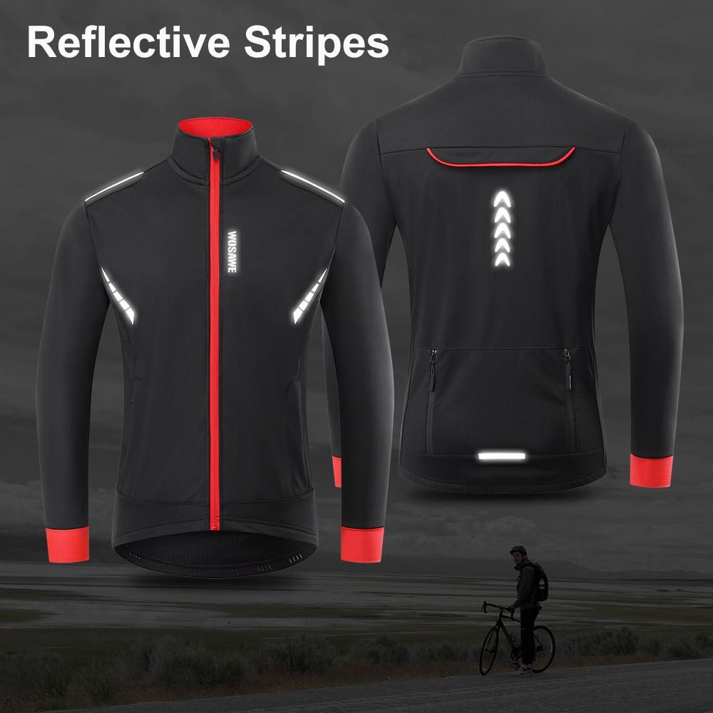 Men Winter Cycling Jacket Windproof Thermal Fleece Bike Jacket for Mountain Biking Running Skiing Hiking