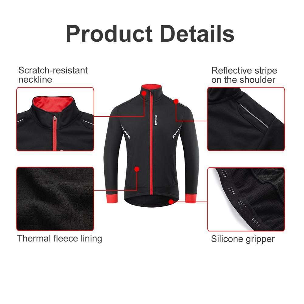 Men Winter Cycling Jacket Windproof Thermal Fleece Bike Jacket for Mountain Biking Running Skiing Hiking