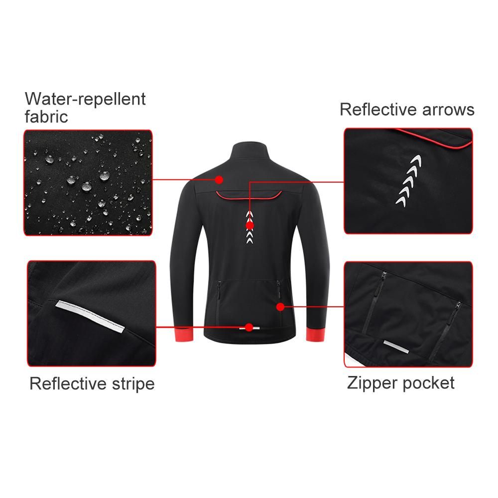 Men Winter Cycling Jacket Windproof Thermal Fleece Bike Jacket for Mountain Biking Running Skiing Hiking