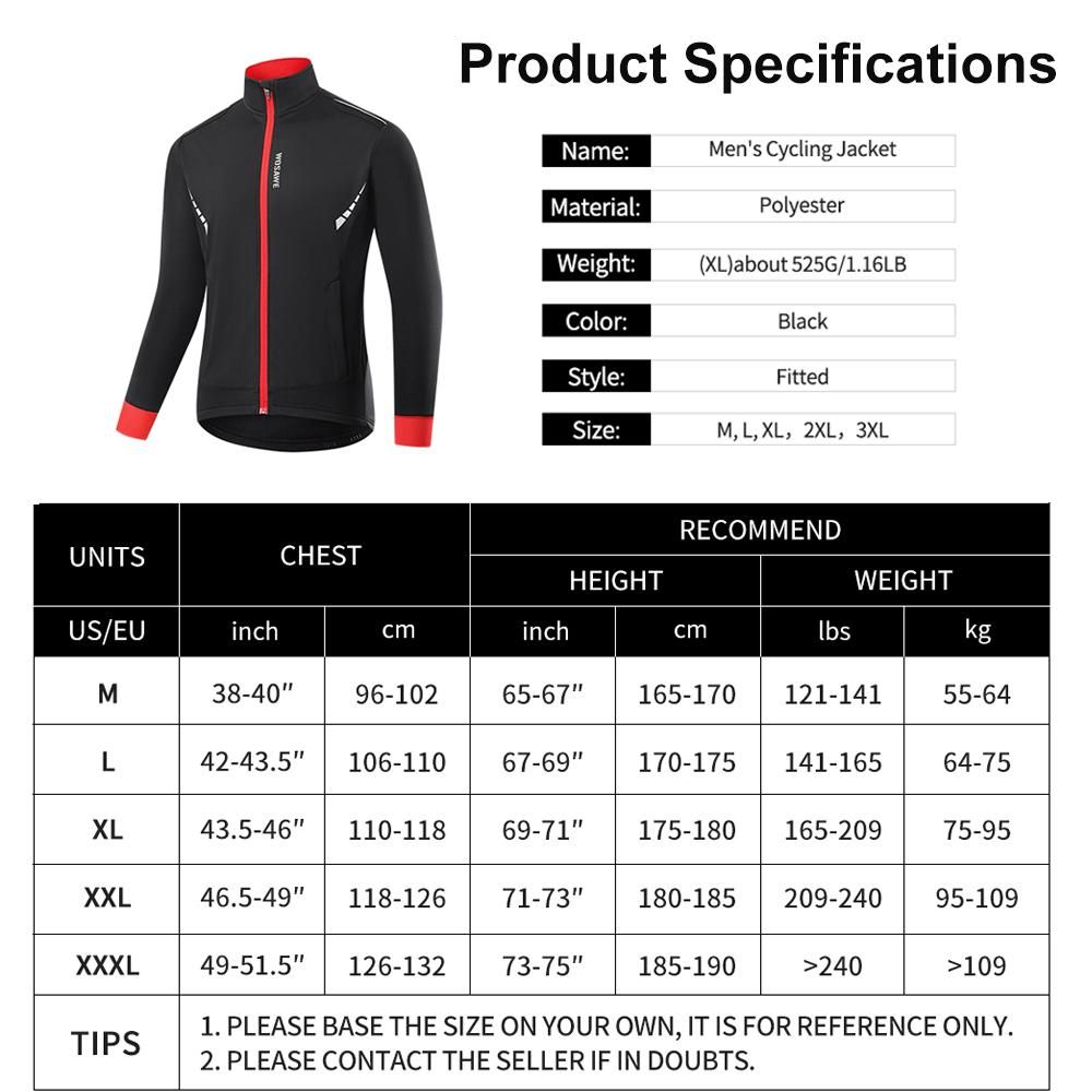 Men Winter Cycling Jacket Windproof Thermal Fleece Bike Jacket for Mountain Biking Running Skiing Hiking