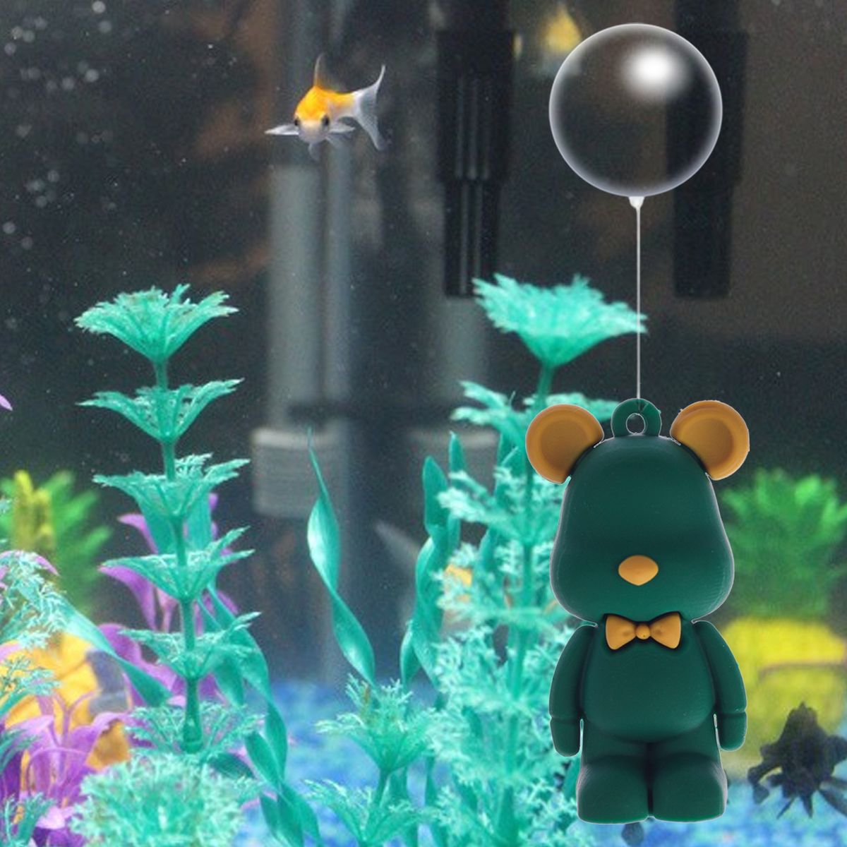Aquarium Decoration Bear Float Figurines Miniatures Green