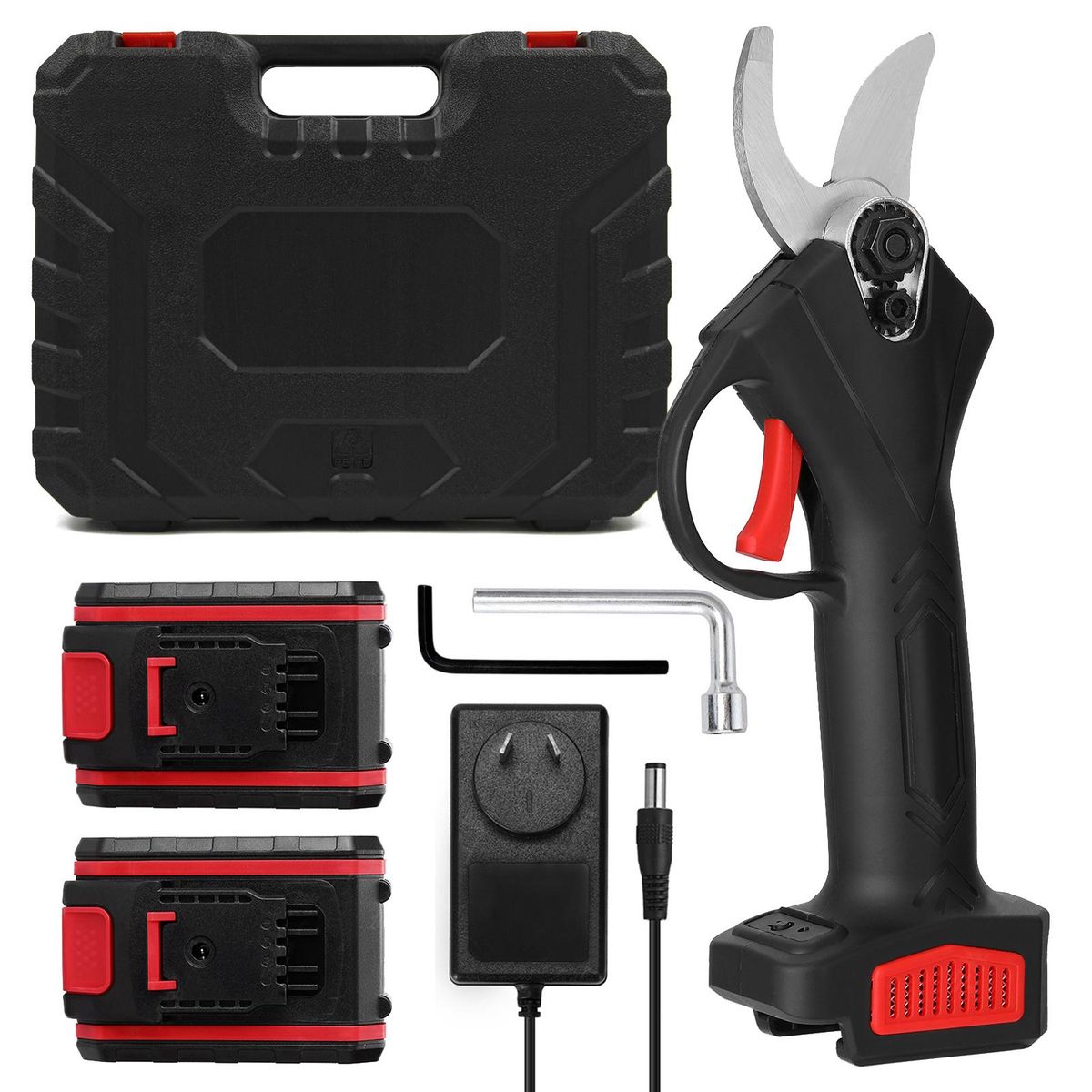 21V Portable Handheld Cordless Electric Pruning Shears with Carry Case Rechargeable 1200mAh Lithium Battery & Charger Powered Tree Branch Pruner Garden Clippers 30mm Cutting Diameter