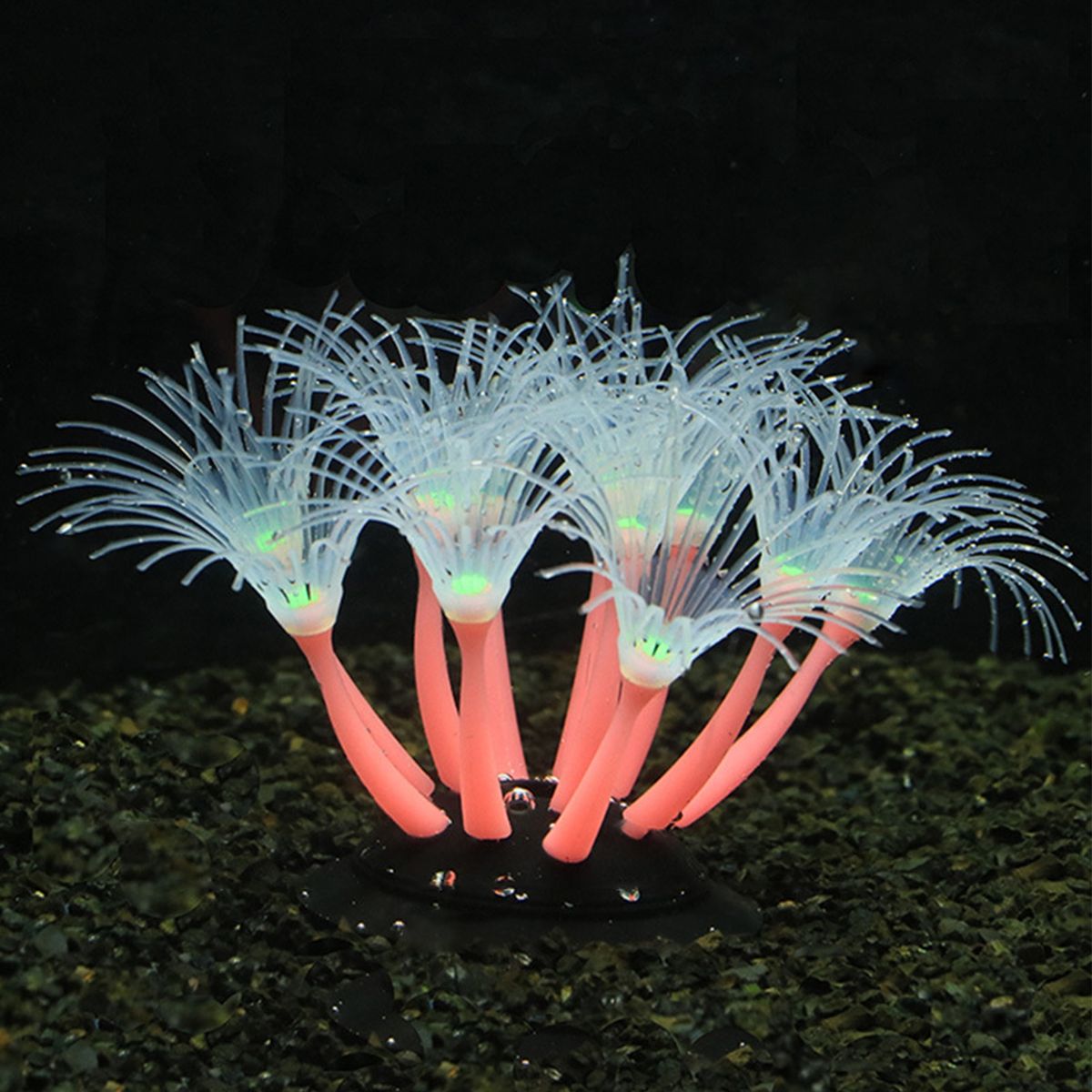 Glowing Craft Fish Tank Decor With Suction Cup Background Wave Naturally Marine Artificial Coral  For Aquarium Soft Plant Pink