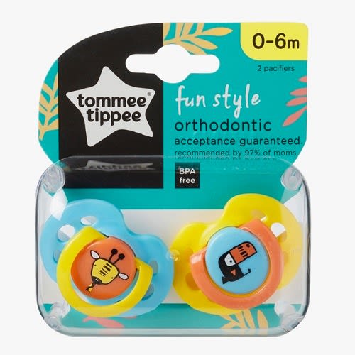 Closer To Nature Fun Style Baby Pacifier, 2 Packs - Yellow And Blue