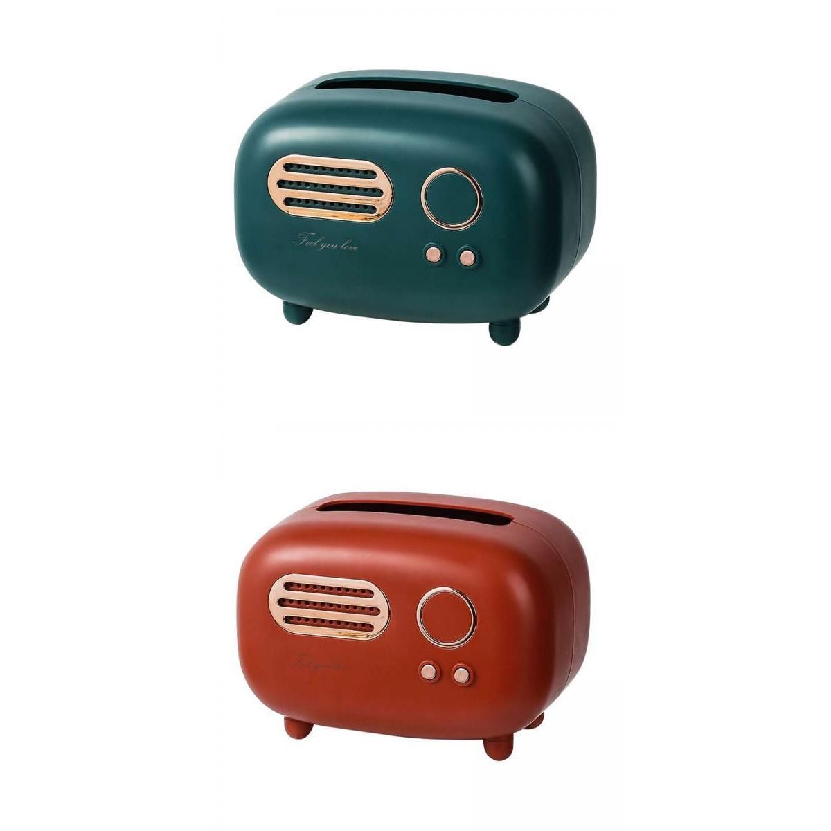 Set Of 2 Retro Radio Tissue Box Paper Dispenser Napkin