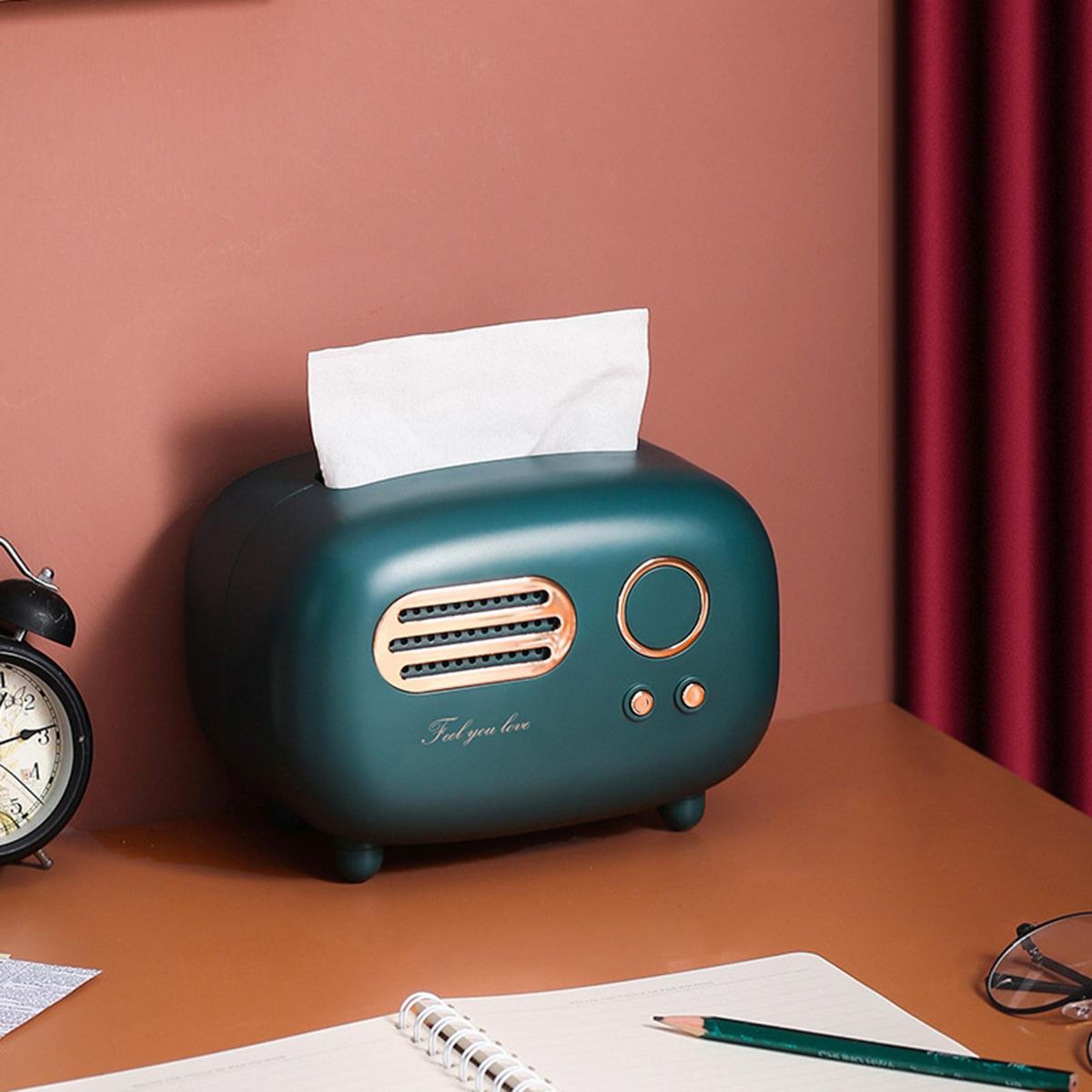 Set Of 2 Retro Radio Tissue Box Paper Dispenser Napkin