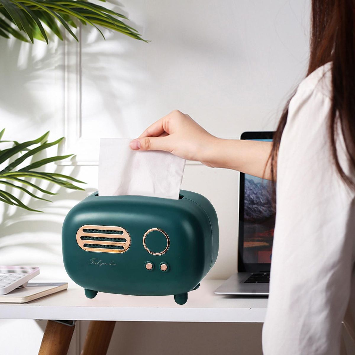 Set Of 2 Retro Radio Tissue Box Paper Dispenser Napkin