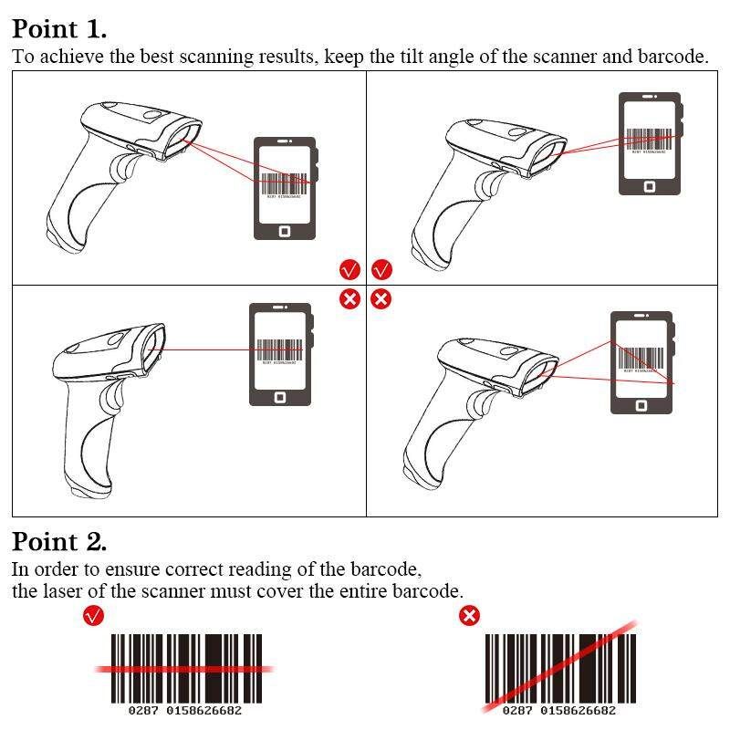 Portable 1D Barcode Scanner Automatic Bar Handheld USB Reader Laser Wired Scan POS With Scanning Bracket For Supermarket