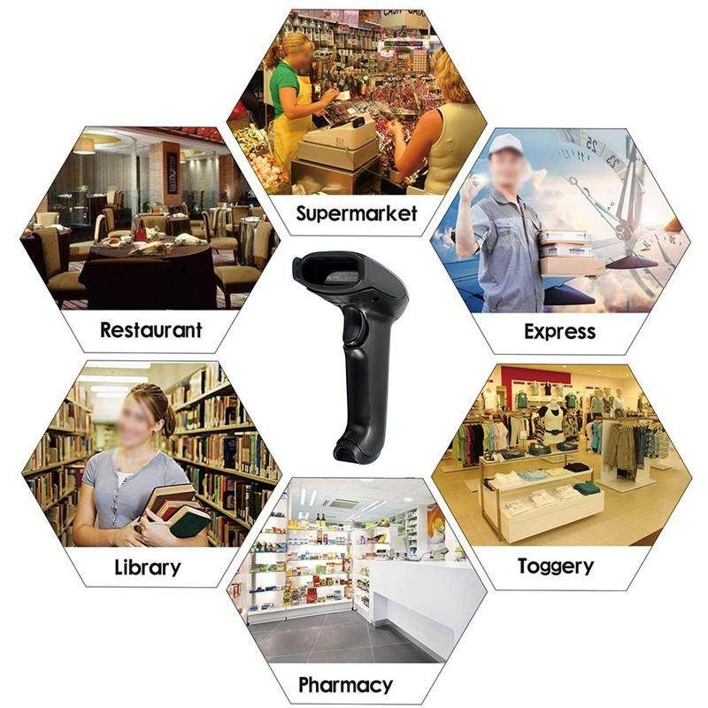 Portable 1D Barcode Scanner Automatic Bar Handheld USB Reader Laser Wired Scan POS With Scanning Bracket For Supermarket