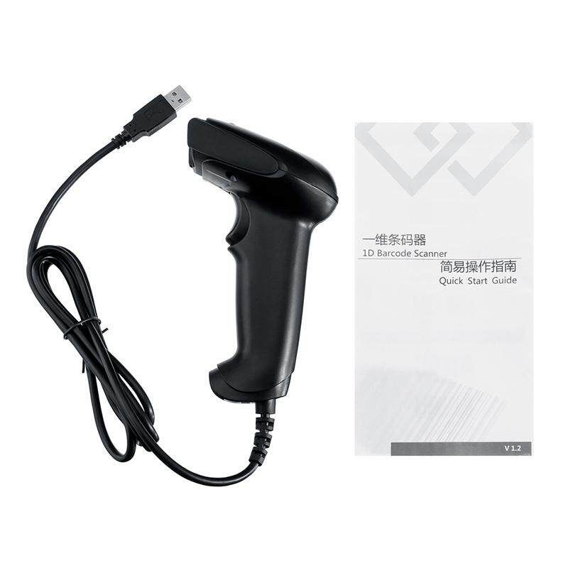 Portable 1D Barcode Scanner Automatic Bar Handheld USB Reader Laser Wired Scan POS With Scanning Bracket For Supermarket