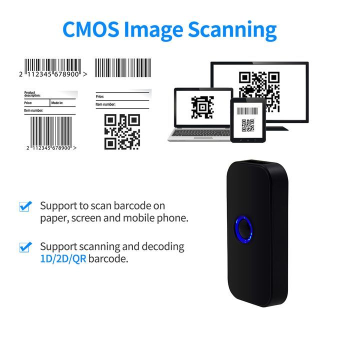 Handheld 3-in-1 Barcode Scanner 1D/2D/QR Bar Code Reader