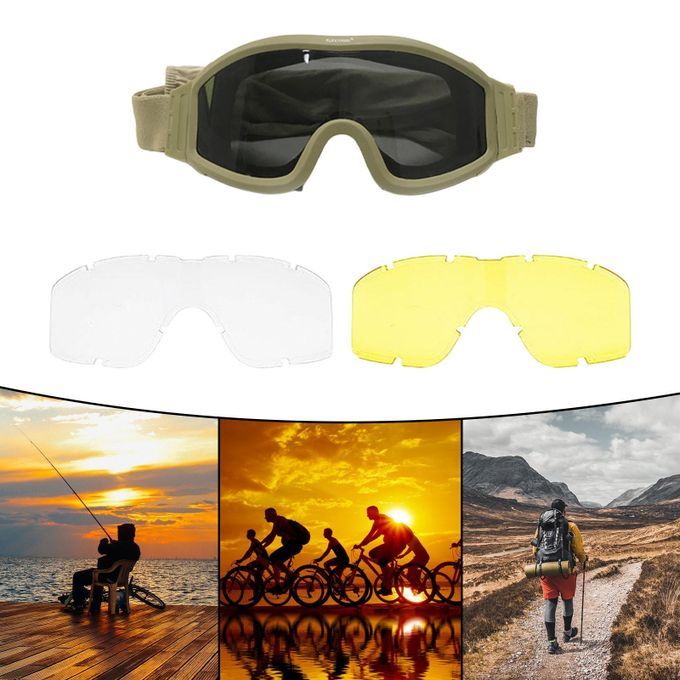 Glasses Interchangeable Lens Anti UV For Sport Combat Khaki