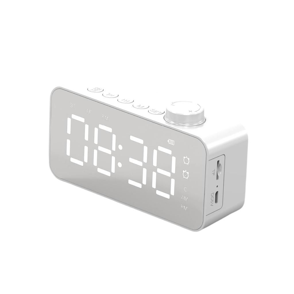 Digital Alarm Clock Radio W/ Bluetooth Speaker With USB Charging White