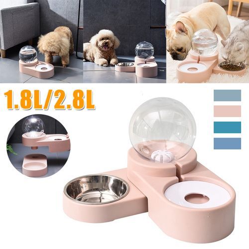 1.8L Bubble Dog Cat Pet Bowls Food Automatic Feeder Fou Blue