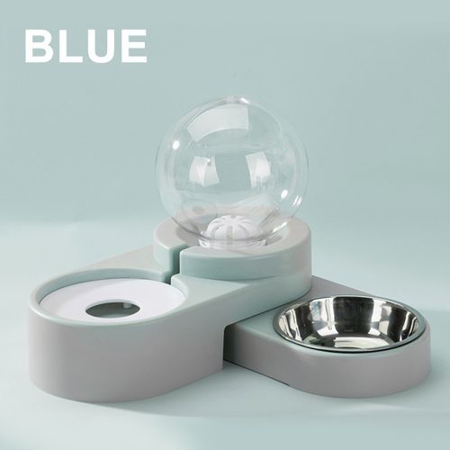 1.8L Bubble Dog Cat Pet Bowls Food Automatic Feeder Fou Blue