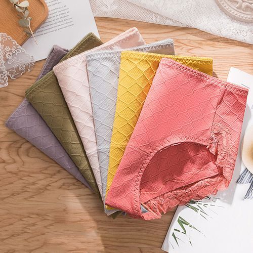 Women Sexy Lace Soft Breathable Stretchy Cotton Underwear Briefs-Matcha