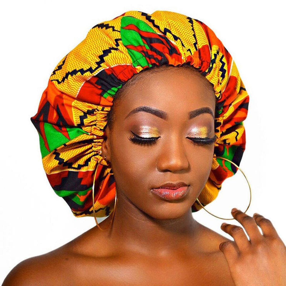 Satin Lined Bonnets Women African Pattern Print Fabric For