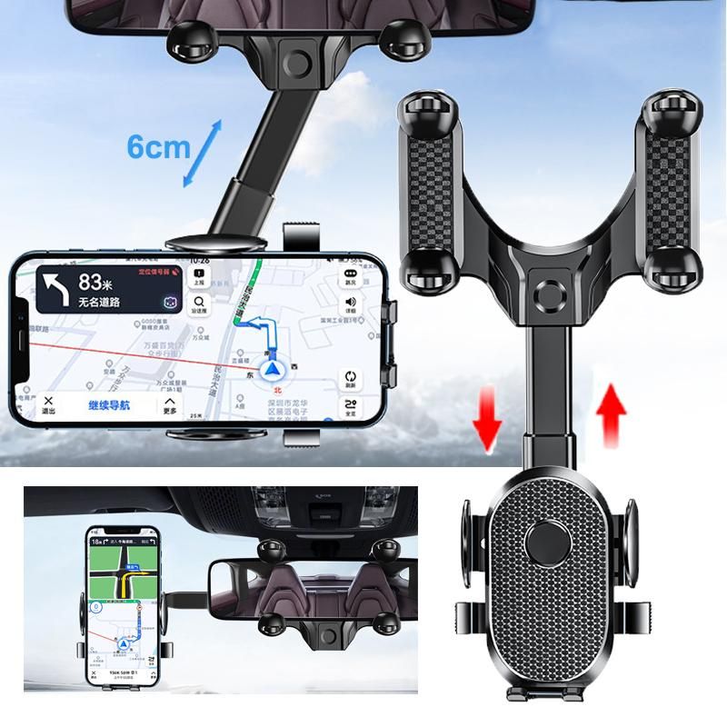 360° Rotatable Retractable Car Phone Holder Rearview Mirror Universal Auto GPS Navigation Bracket Adjustable Cell Phone Support MEI