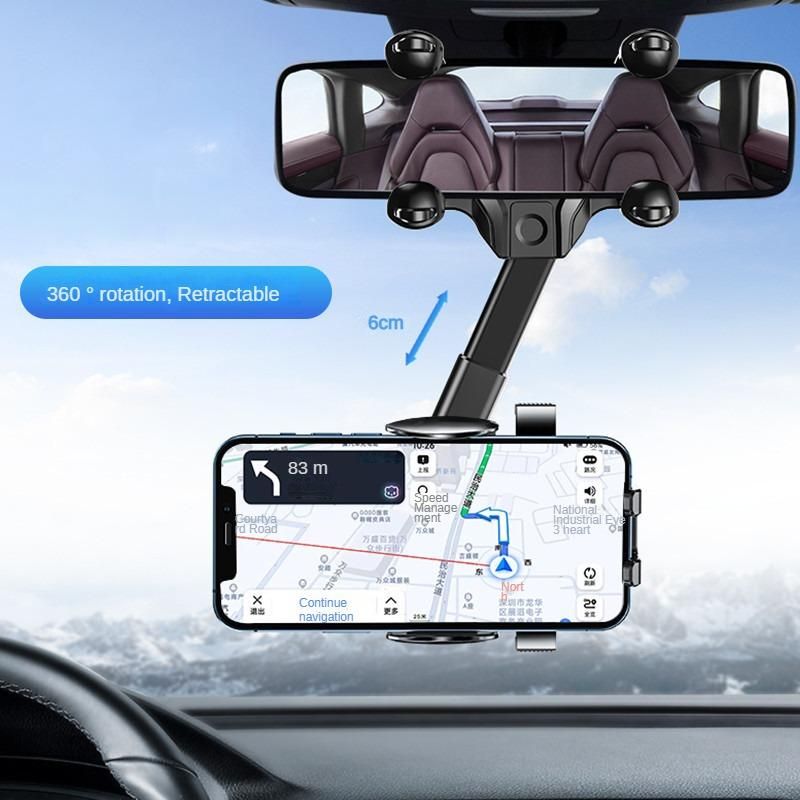 360° Rotatable Retractable Car Phone Holder Rearview Mirror Universal Auto GPS Navigation Bracket Adjustable Cell Phone Support MEI