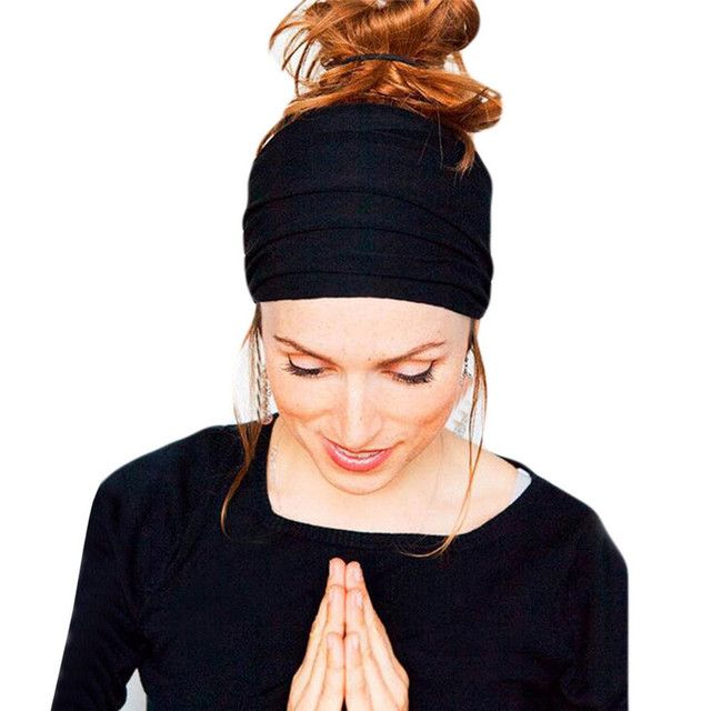 Unisex Cotton Yoga Hairband Leisure Dance Wild Yoga Black