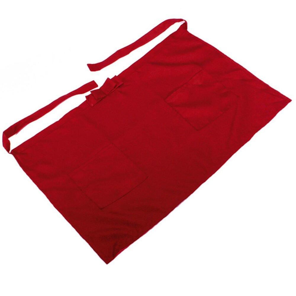 Bow Waist Front Pocket Cooking Chef Waiter Restaurant Kitchen Craft Bib Apron Red (red)