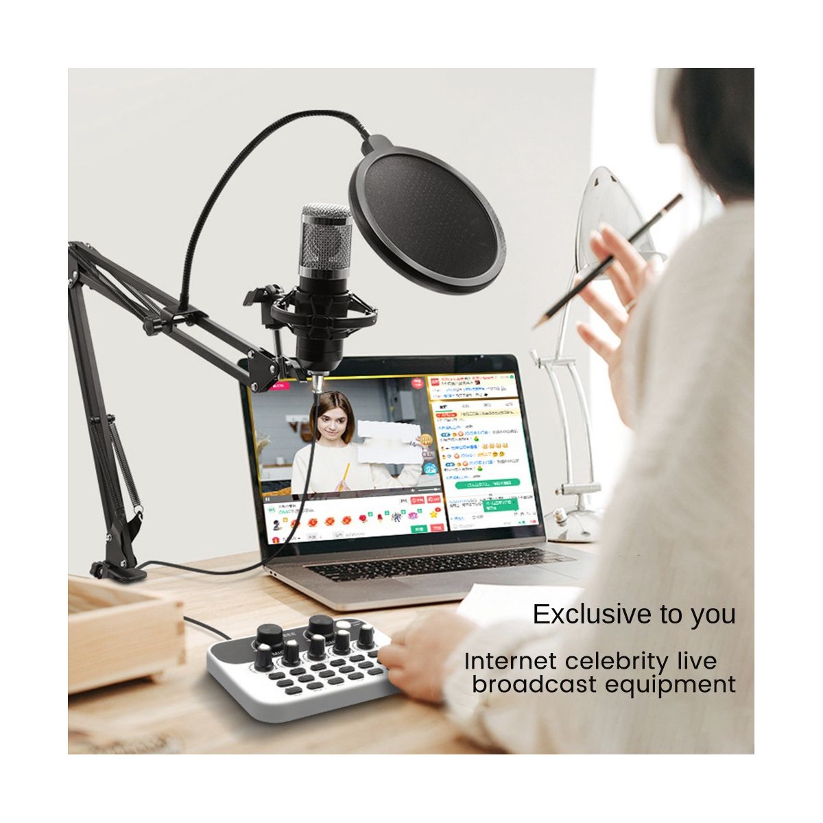 V8 Live Sound Card Audio Interface Mixer with Microphone