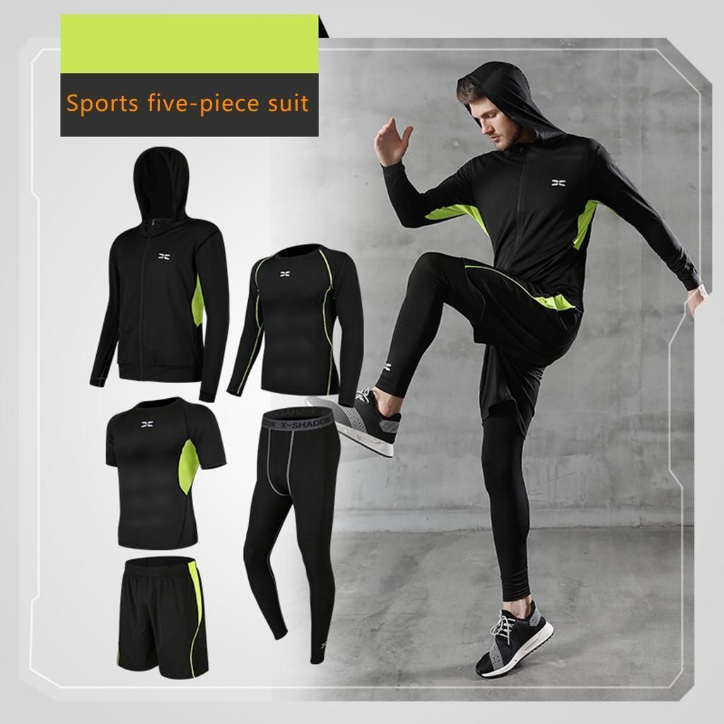 Mens Tracksuit Compression Pants Basketball Jogging Sportswear Green M