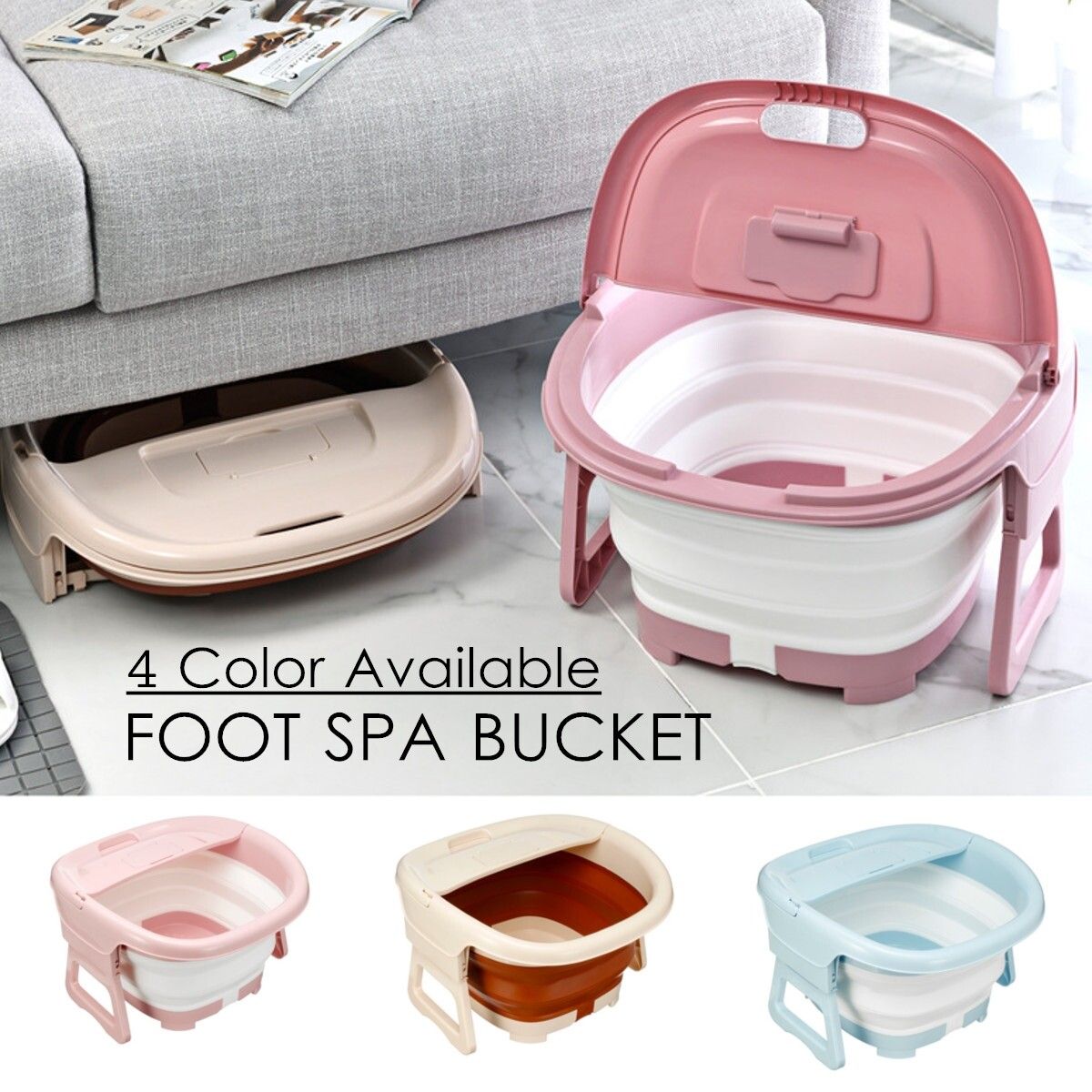 Foldable Foot Spa Relax Bath Massage Bucket Hot Water Tub Soak Health Home Tool # Blue [Blue]