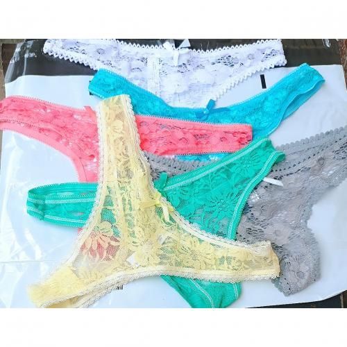 Ladies Soft Net Mixed Colors G-String Pants - 6 Pieces