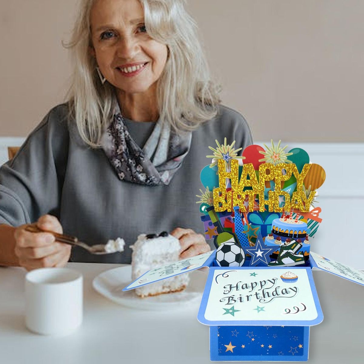 Handmade Greeting Card 3d Surprise Greeting Card Handmade Diy Birthday Blue