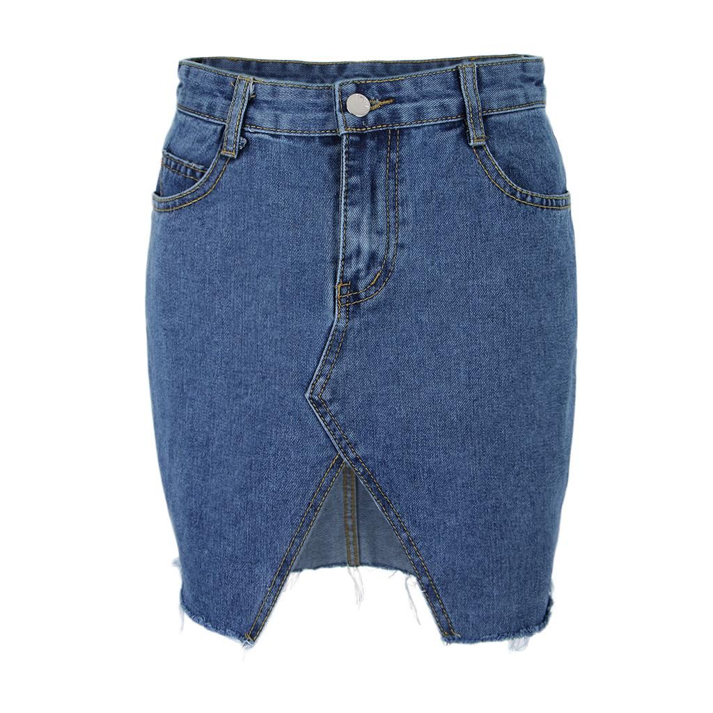Casual Denim Short Skirt Front Split L