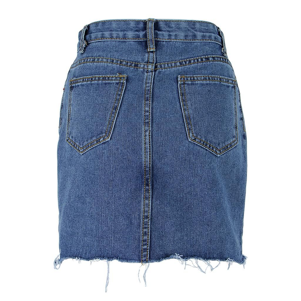 Casual Denim Short Skirt Front Split L