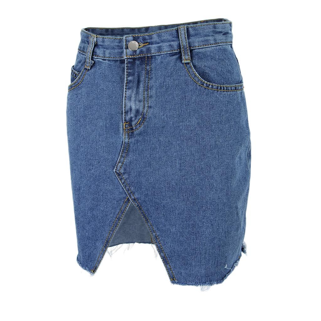 Casual Denim Short Skirt Front Split L