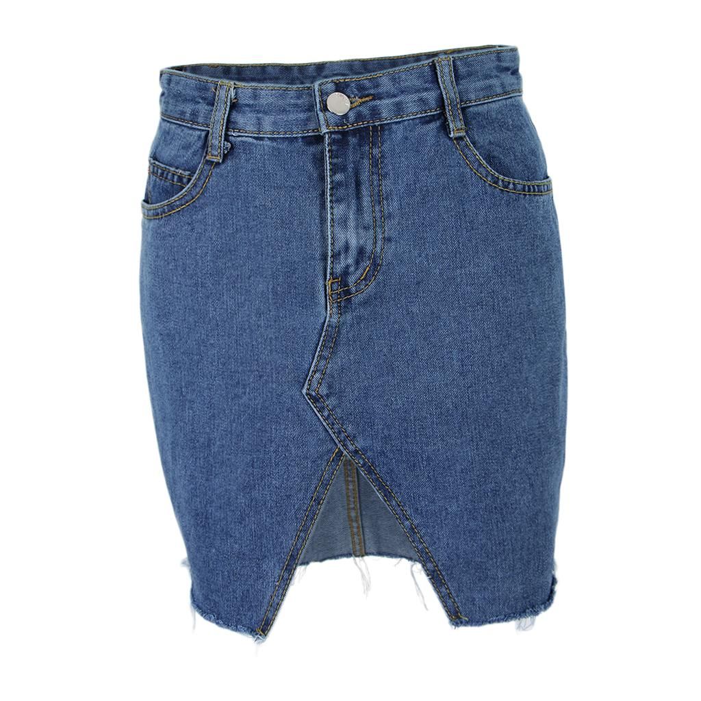 Casual Denim Short Skirt Front Split L