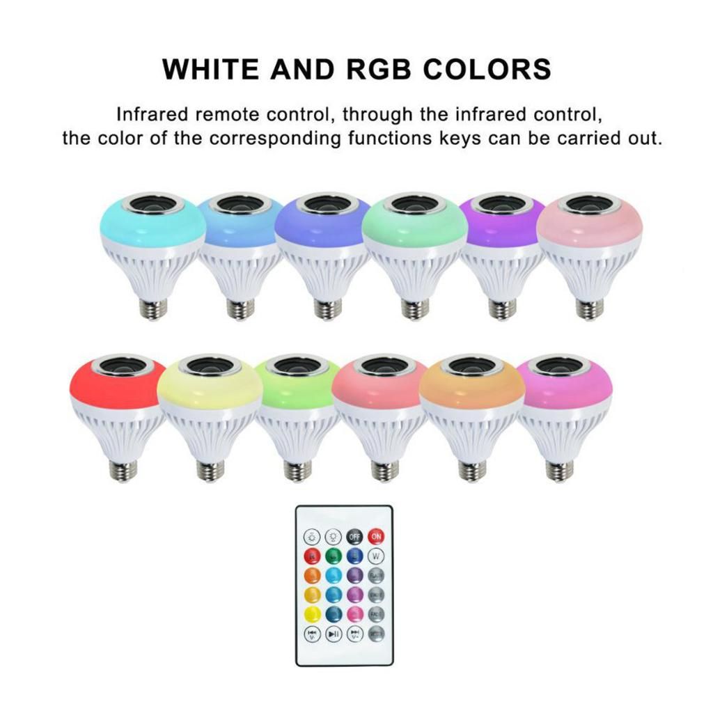 5-7W Wireless Bluetooth Speaker Lamp LED RGB Music 01-E27
