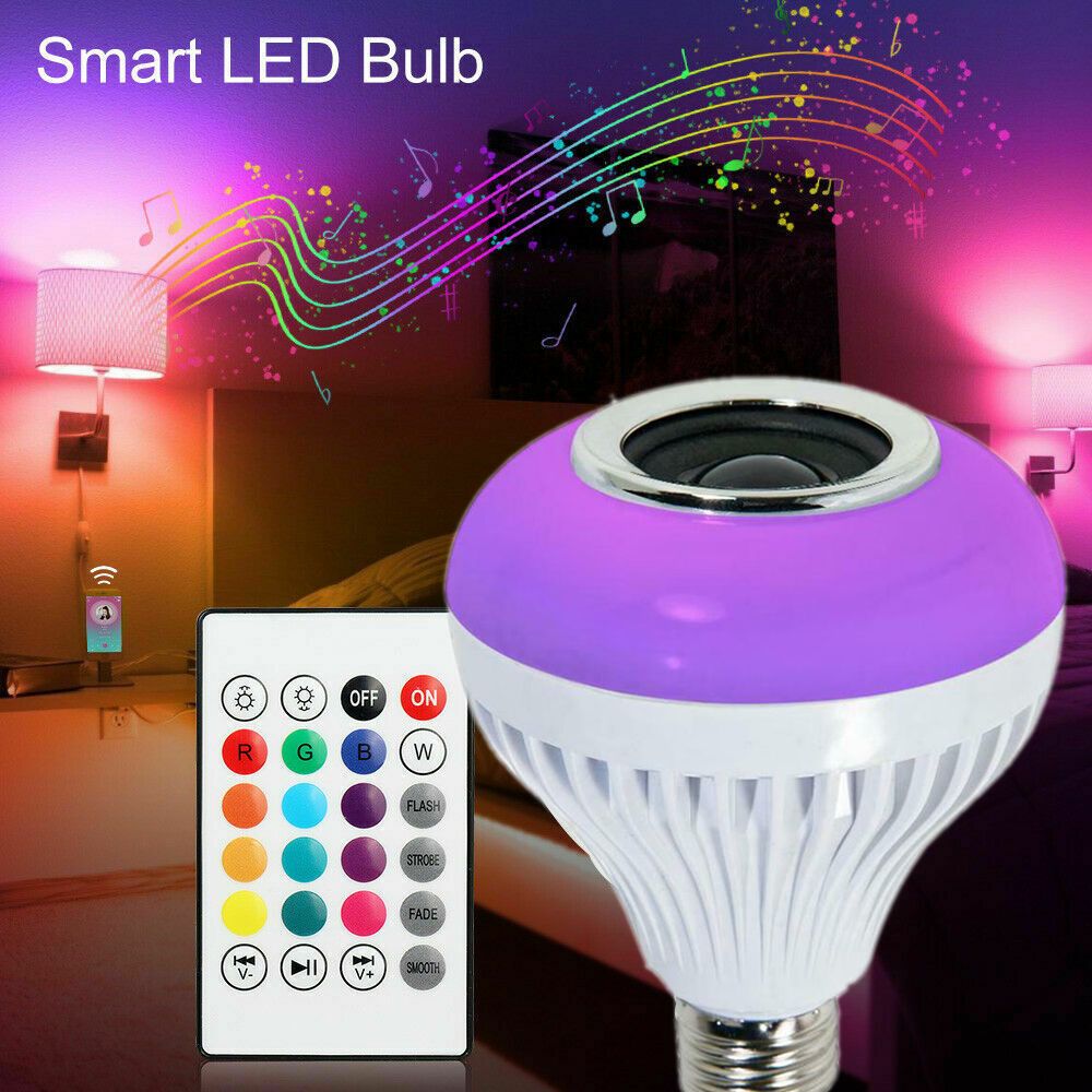 5-7W Wireless Bluetooth Speaker Lamp LED RGB Music 01-E27