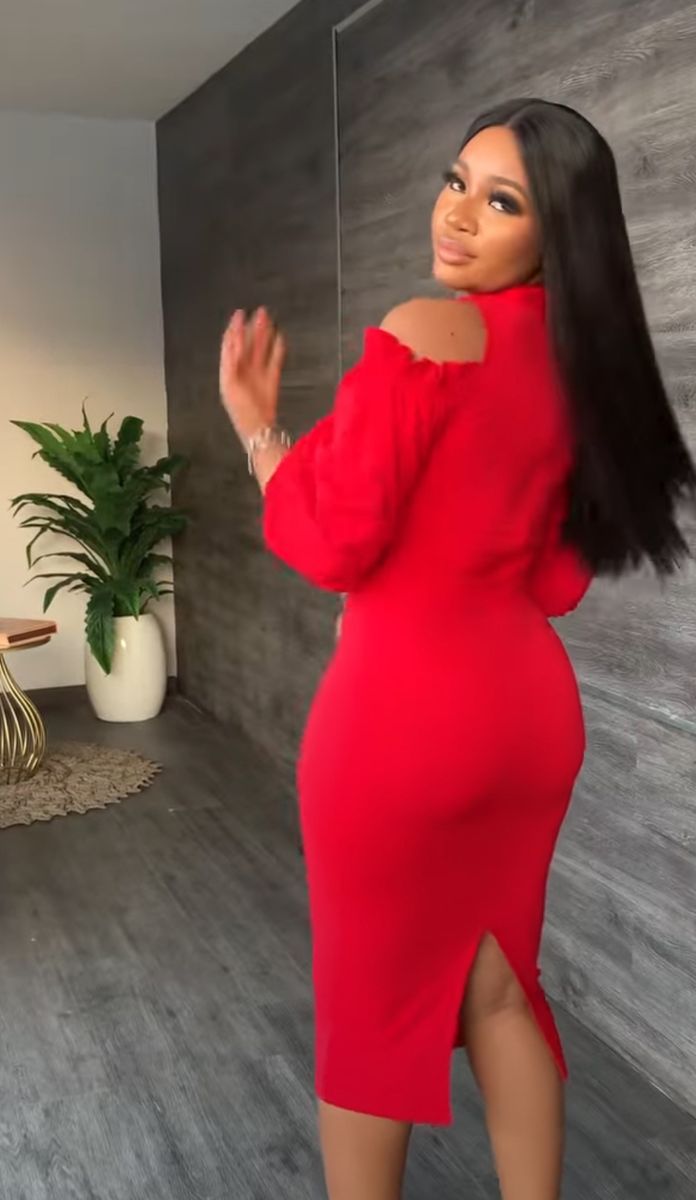 SERA Red Fitted Classy Dress
