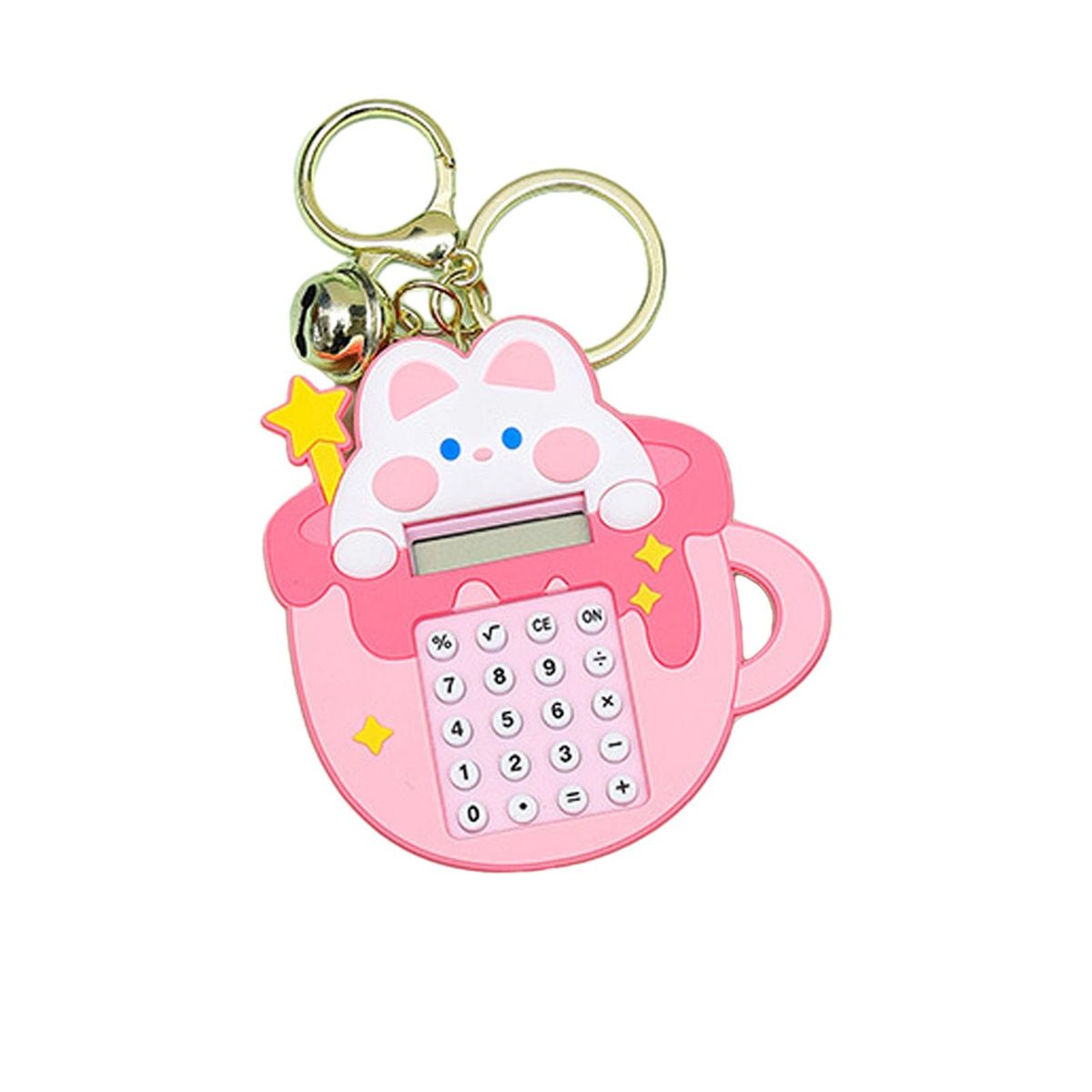 Mini Pocket Calculator Adorable Cartoon Keychain Calculator Portable Pink