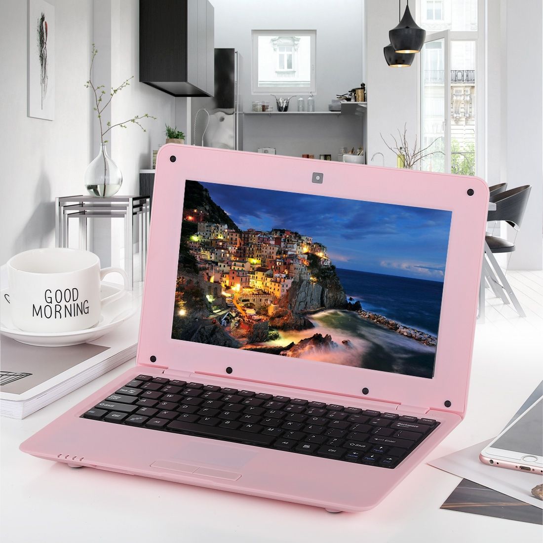 10.1 Inch Notebook PC, 1GB+8GB, Android 6.0 A33 Dual-Core ARM Cortex-A9 Up To 1.5GHz, WiFi, SD Card, U Disk(Pink)