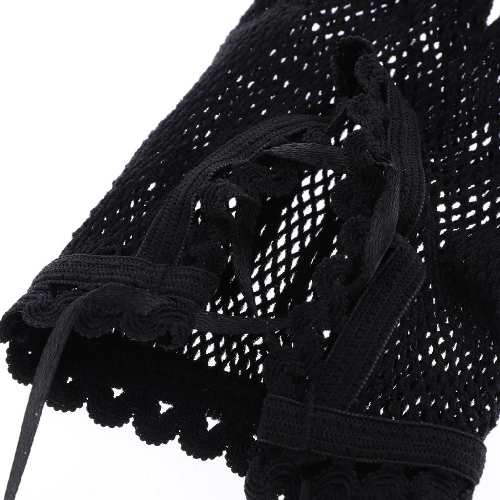 Neon Fishnet Half Finger  Ladies Stretch Waist Lace Up Short