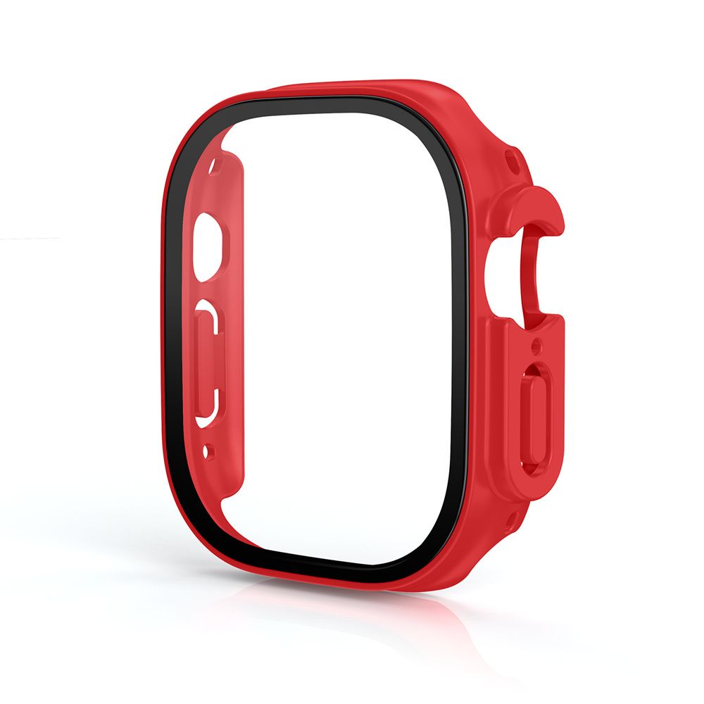 (7 Red)Glass+Case For Apple Watch Series 49mm Ultra 49 Mm Smartwatch PC Screen Protector Bumper Tempered Accessories Iwatch Ultra Cover SHA