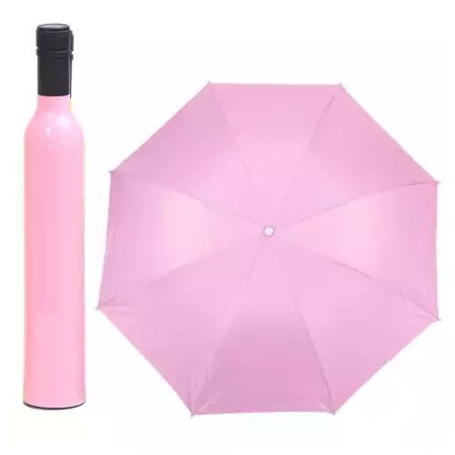 Wine Bottle Shaped Umbrella -Pink