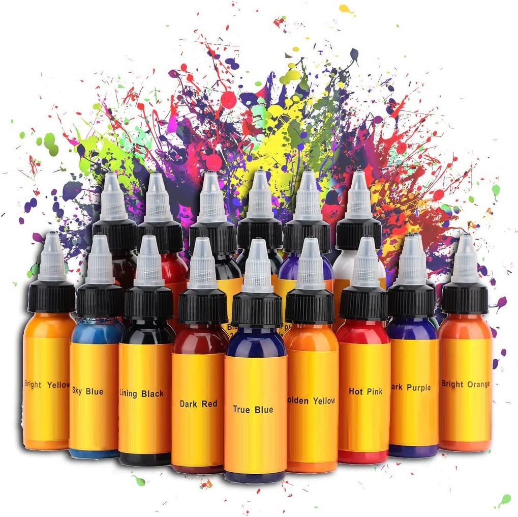 Tattoo Ink Set, 1 Oz \/ Bottle 16 Colors Pigment Kit And