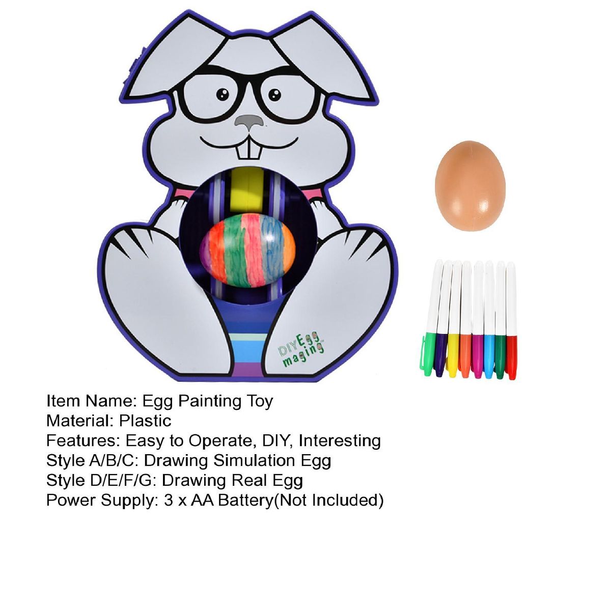1 Set Egg Painting Toy Happy Easter Eggs Decorating Spinner Kids Toy