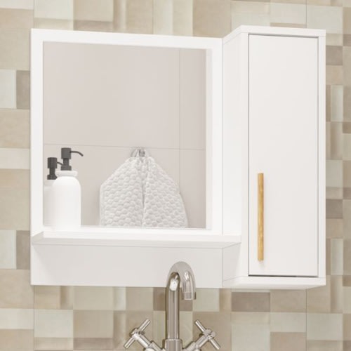 White Preciso Wall Mounted Mirror With Storage