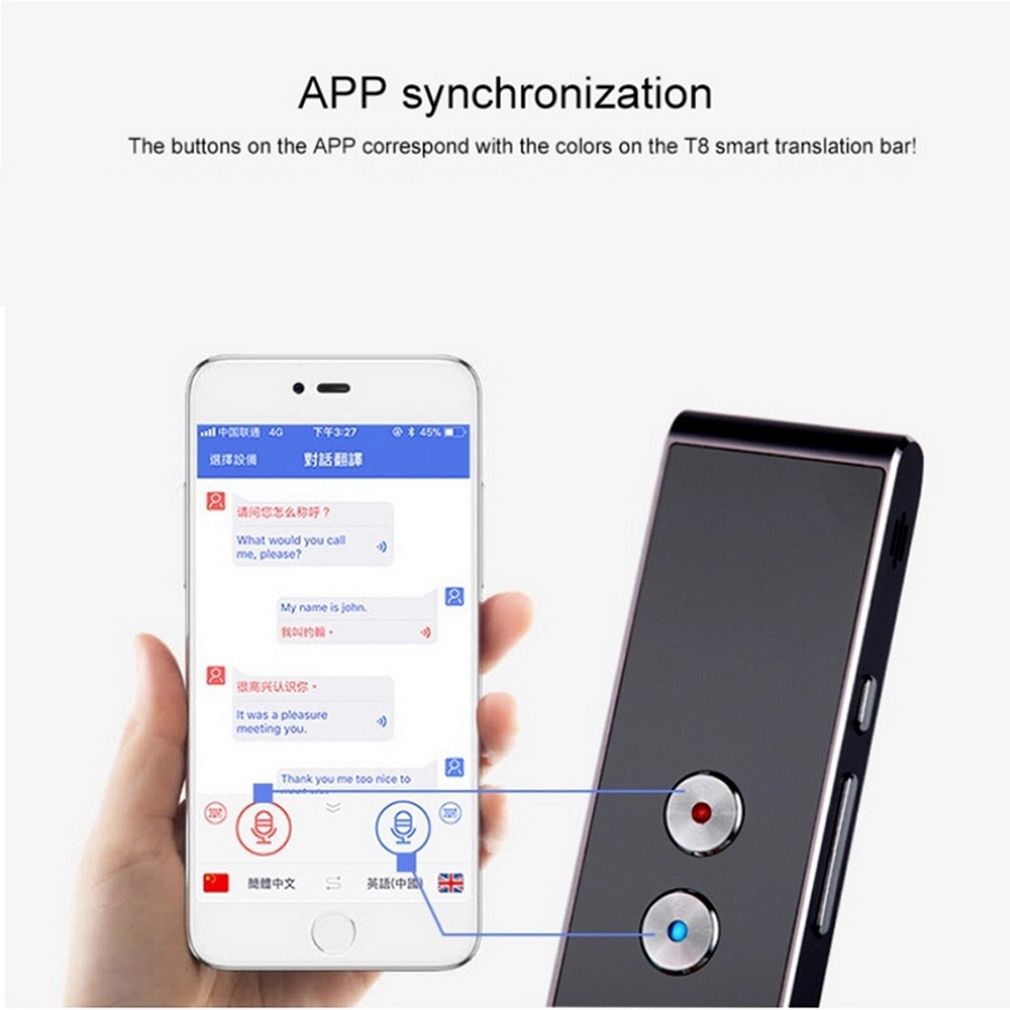 Portable Smart Speech Translator Two-Way Real Time 30 Multi-Language Translation For Learning Travelling Business Meeting ASQOA