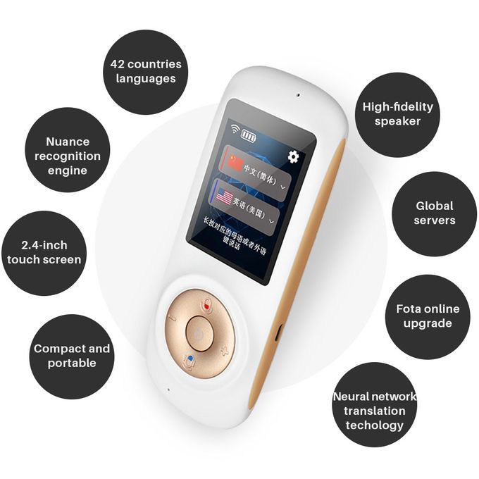 Russian Language Travis Translator Vioce 48 Languages Online Two-way Translation 2.4-Inches Touch Screen Smart Translator Device DJLAB