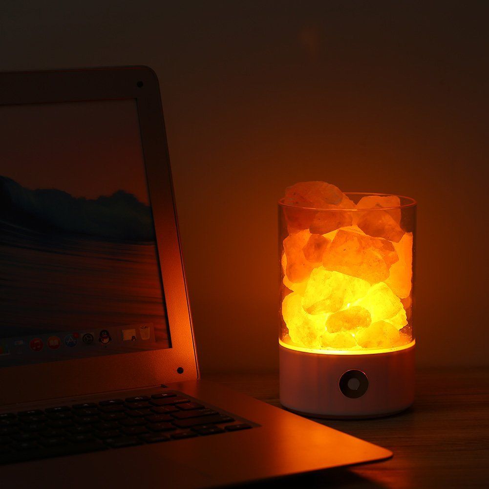 USB Himalayan Warm White Salt Lamp Natural Crystal Night Light For Lighting Decoration And Air Purifying In Bedroom