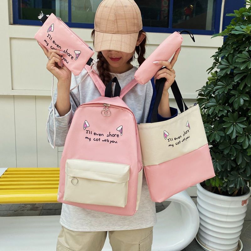 4 PCS Ladies Bags Backpacks Women Bags Handbags Purse School Bags Satchels